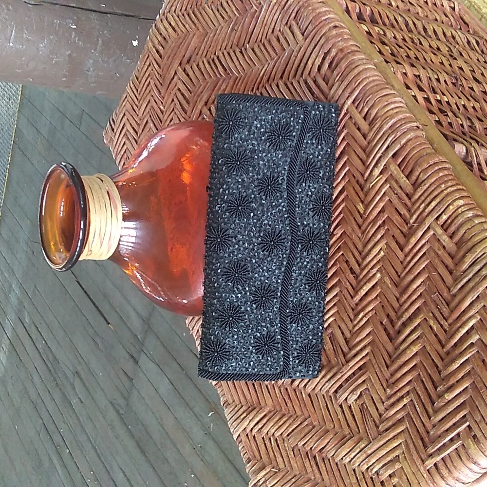 Vintage La Regale black beaded clutch